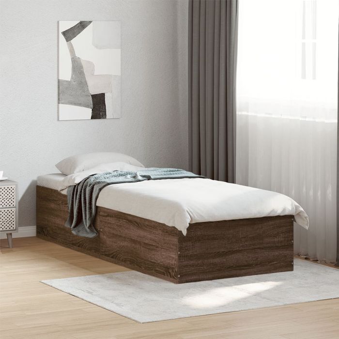 Bedframe Brown Oak 75x190cm Small Single Engineered Wood
