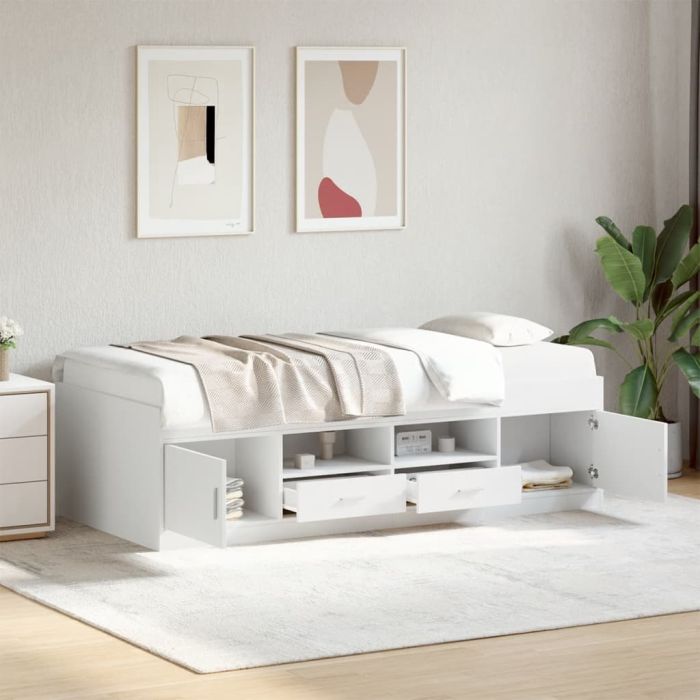 Daybed with Drawers White 75x190cm Small Single