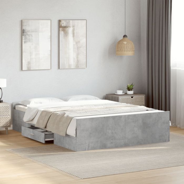 Bedframe with Drawers Concrete Grey 120x200cm
