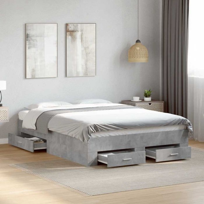 Bedframe with Drawers Concrete Grey 135x190cm Double