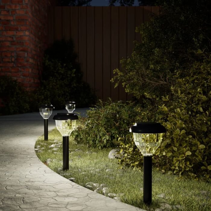 OSWOD Solar Pathway Lights with Ground Spikes 4 pcs Warm and RGB - White
