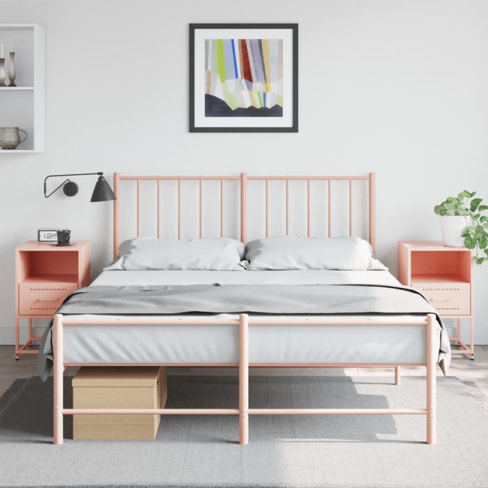 Bedside Cabinets 2 pcs Pink 36x39x60.5 cm Steel
