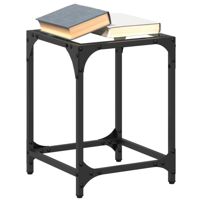 Coffee Tables with Transparent Glass Top 2 pcs 30x30x40 cm Steel - vid-845951