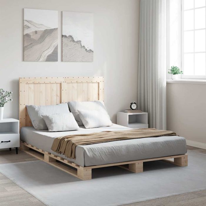 Bedframe with Headboard 140x200cm Solid Wood