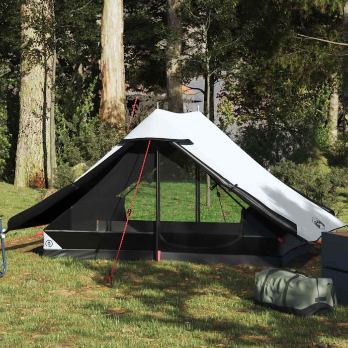 Camping Tent 2-Person White Blackout Fabric Waterproof - vid-4009437