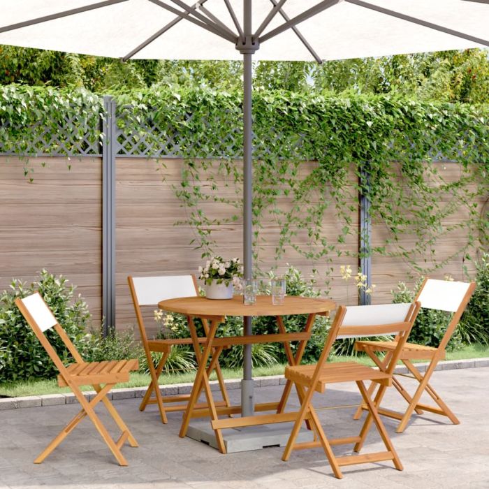 5 Piece Garden Dining Set Cream White Fabric and Solid Wood