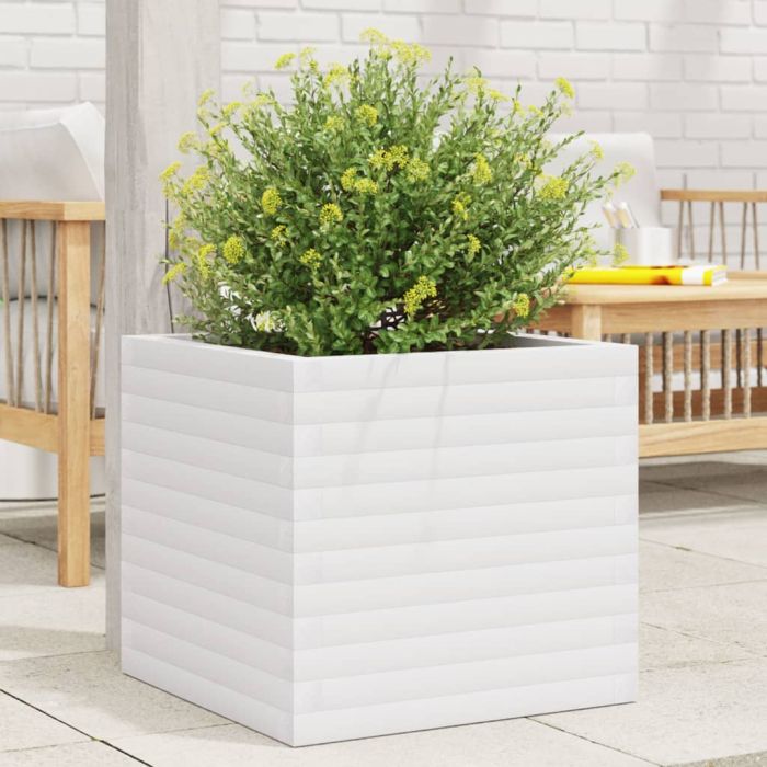 Garden Planter White 50x50x46 cm Solid Wood Pine