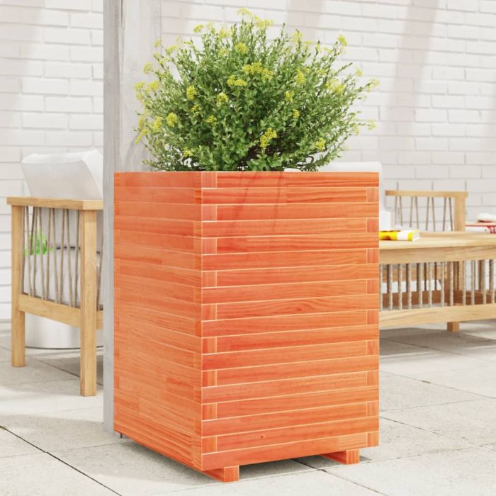 Garden Planter Wax Brown 50x50x72 cm Solid Wood Pine