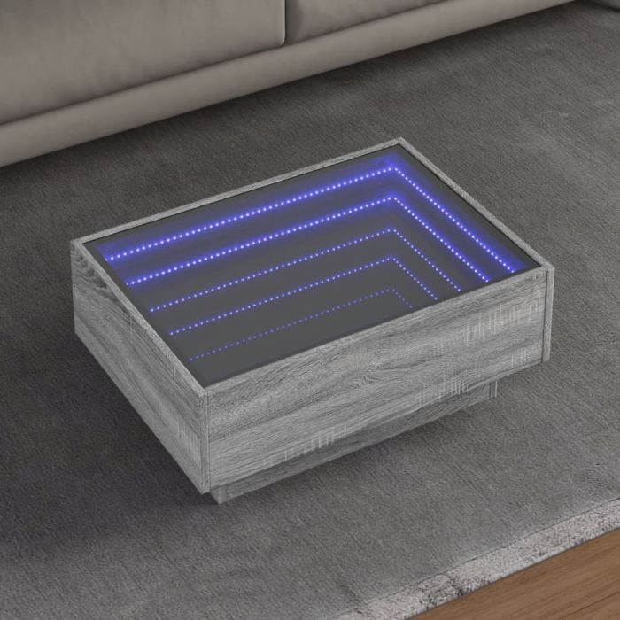 Coffee Table with LED Grey Sonoma 70x50x30 cm Engineered Wood