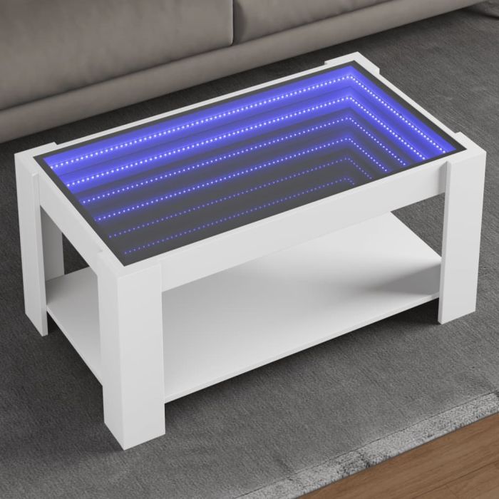 Coffee Table with LED White 93x53x45 cm Engineered Wood