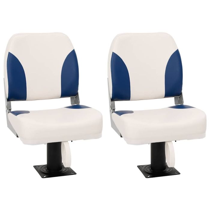 4 Piece Foldable Boat Seat Set Blue and White 41x36x48 cm