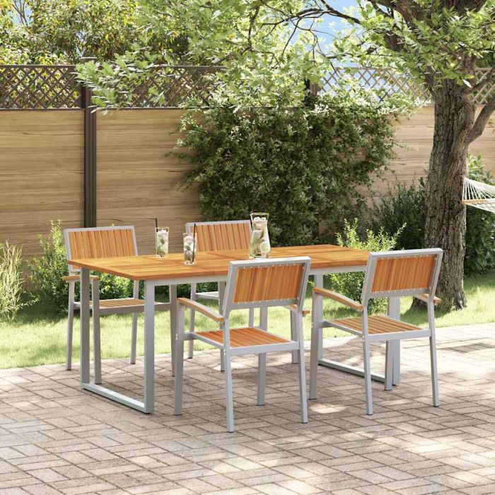 CLEFORD Garden Dining Set 5 pcs Solid Acacia Wood - Grey