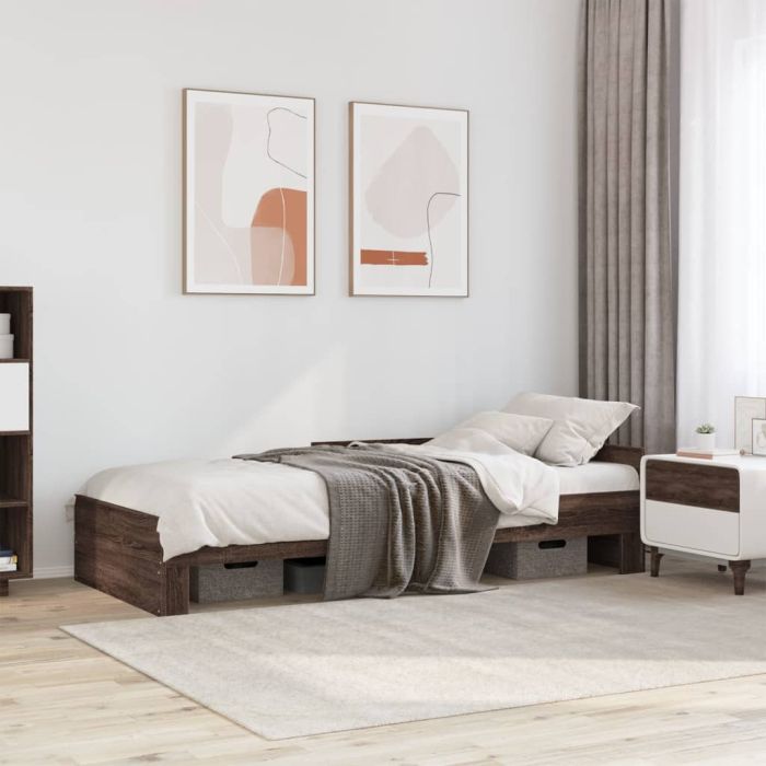 Bedframe Brown Oak 75x190cm Small Single Engineered Wood