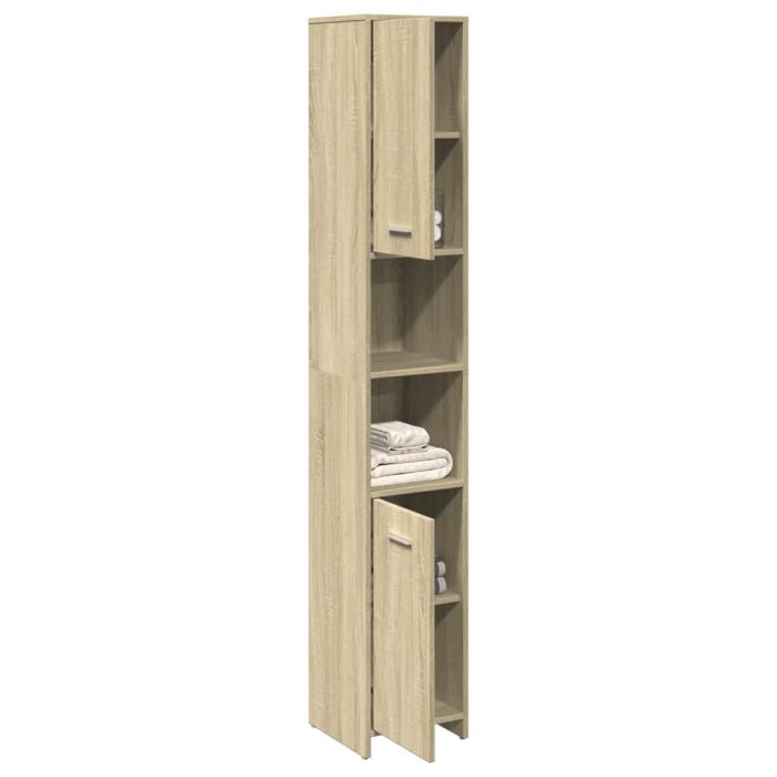 Bathroom Cabinet Sonoma Oak 30x30x183.5 cm Engineered Wood - vid-849602