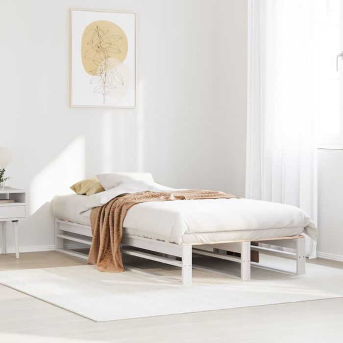Bedframe White 90x190cm Single Solid Wood Pine