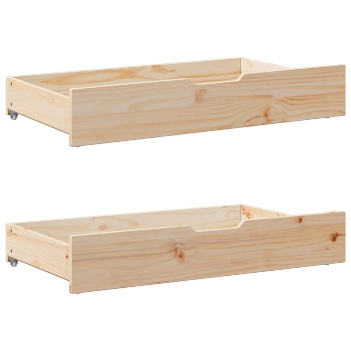 Under-Bed Drawers with Wheels 2 pcs 90x55x17 cm Solid Wood Pine