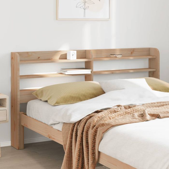 Headboard with Shelves 160 cm Solid Wood Pine