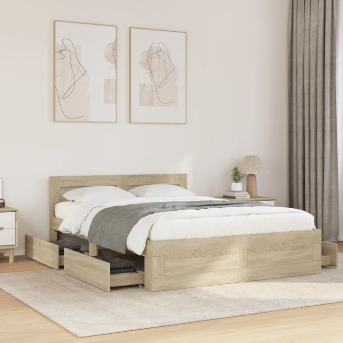Bedframe with Headboard Sonoma Oak 120x200cm