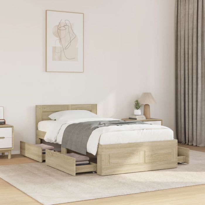 Bedframe with Headboard Sonoma Oak 90x200cm