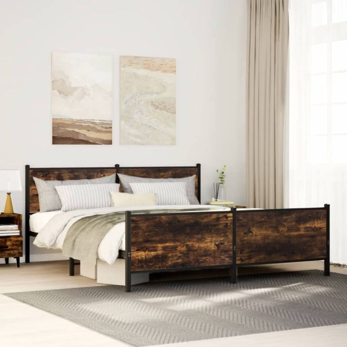 Metal Bedframe Smoked Oak 193x203cm