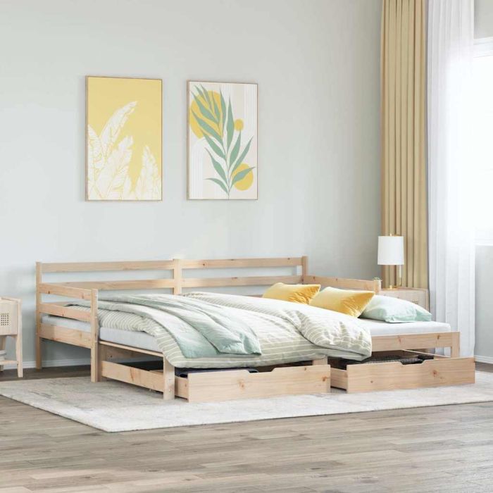 Daybed with Trundle and Drawers 90x200cm