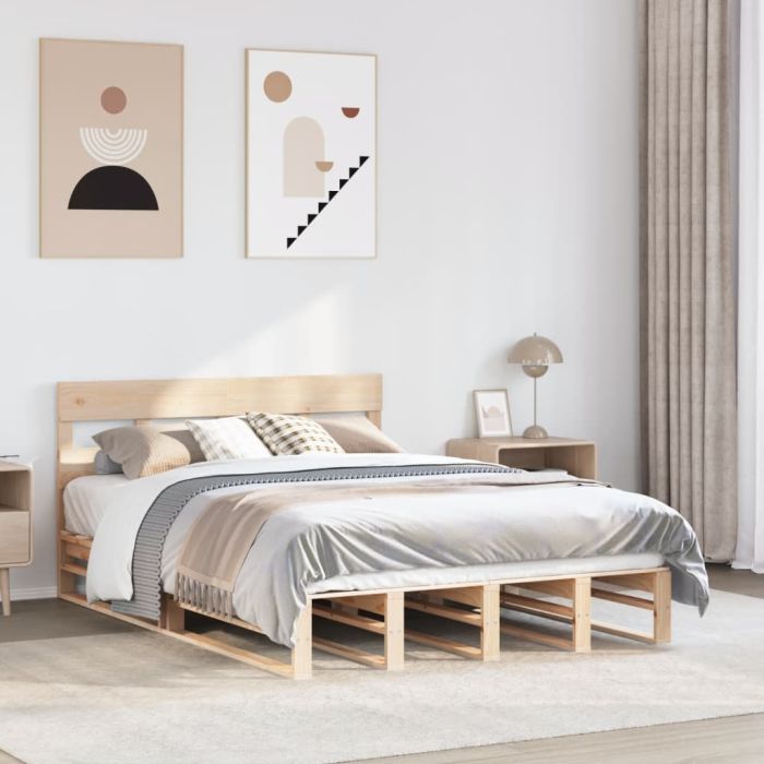 Bedframe 135x190cm Double Solid Wood Pine