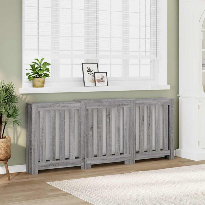 Radiator Cover Grey Sonoma 205x21.5x83.5 cm Engineered Wood - vid-852767