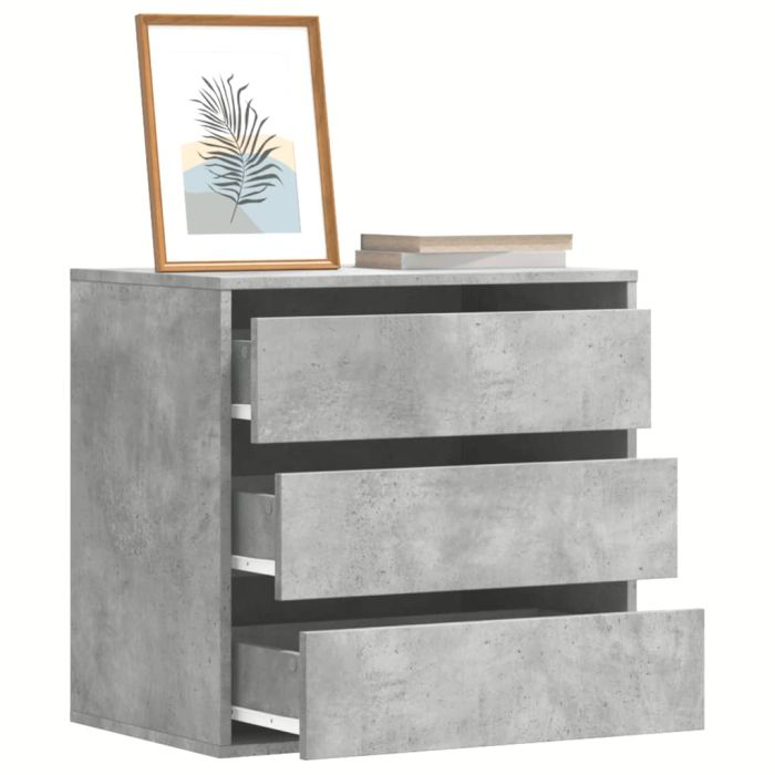 LEWISH I Grey Chest of Drawers - Small-sized, 3 Drawers