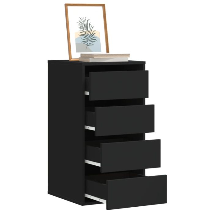 FEWISH Black Chest of Drawers - Small-sized, 4 Drawers