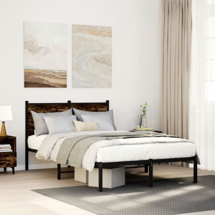 Metal Bedframe Smoked Oak 120x190cm Small Double