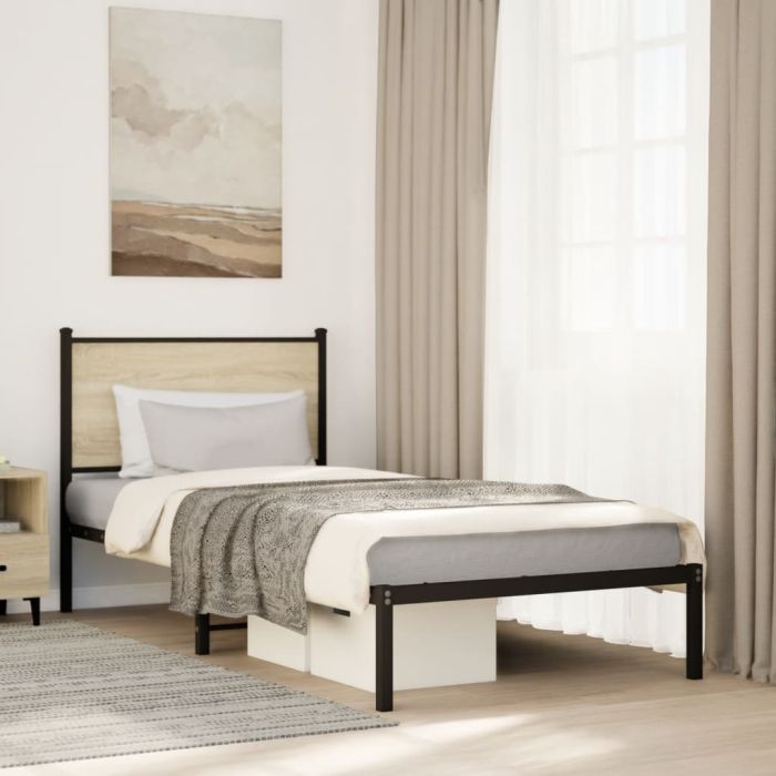 Metal Bedframe Sonoma Oak 75x190cm Small Single