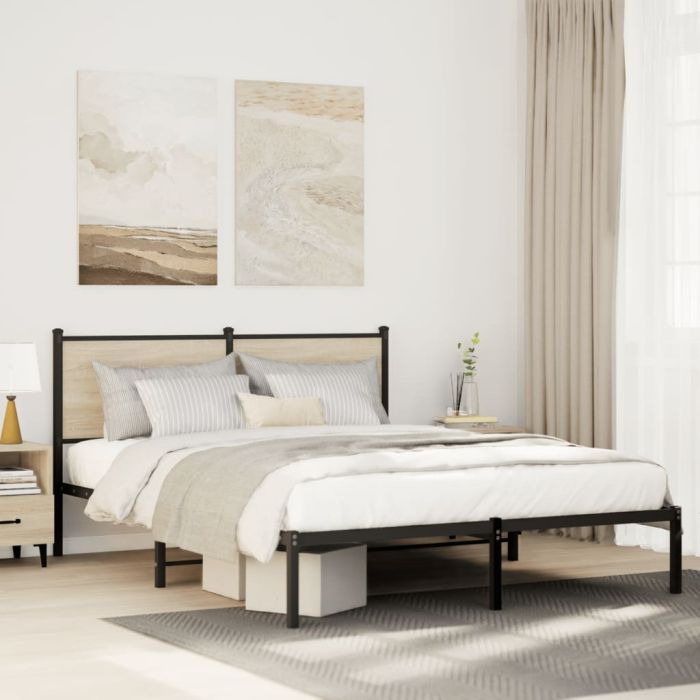 Metal Bedframe Sonoma Oak 137x190cm