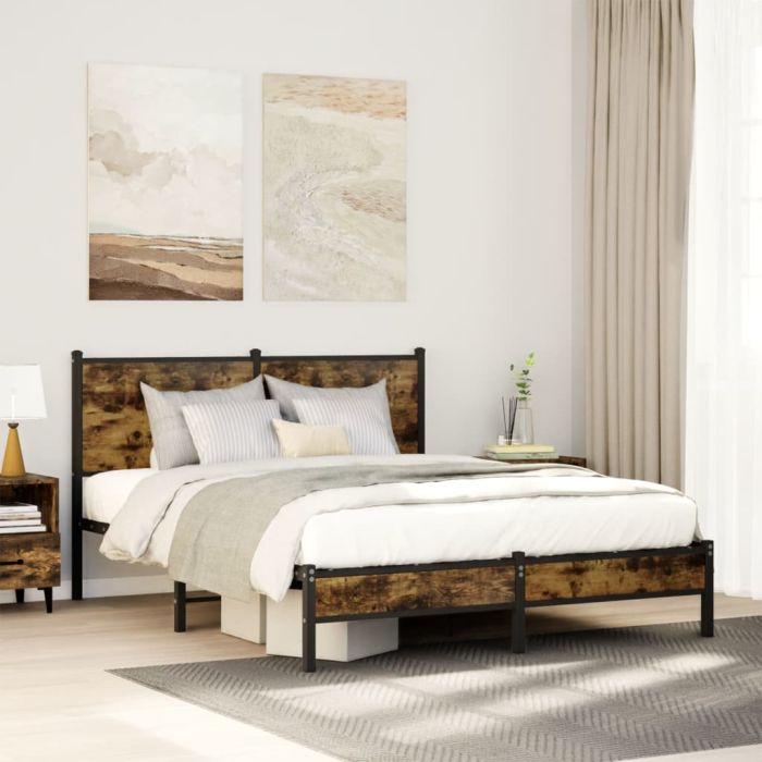 Metal Bedframe Smoked Oak 150x200cm King Size