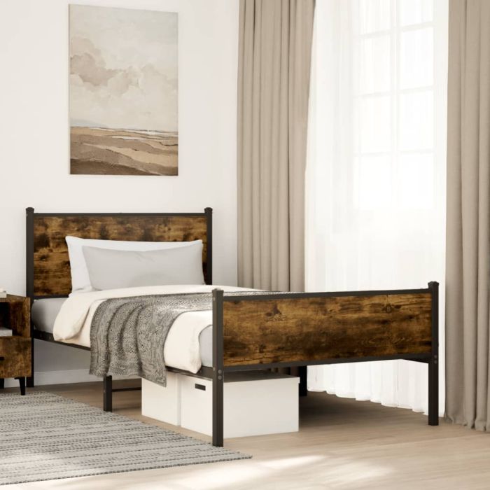 Metal Bedframe Smoked Oak 100x200cm