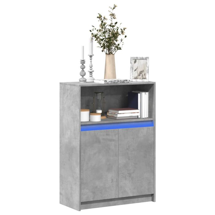 Sideboard with LED Concrete Grey 72x34x100 cm Engineered Wood