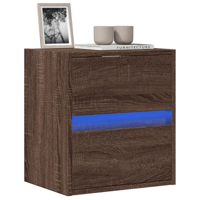 TV Wall Cabinet with LED Lights Brown Oak 41x31x45 cm - vid-852283