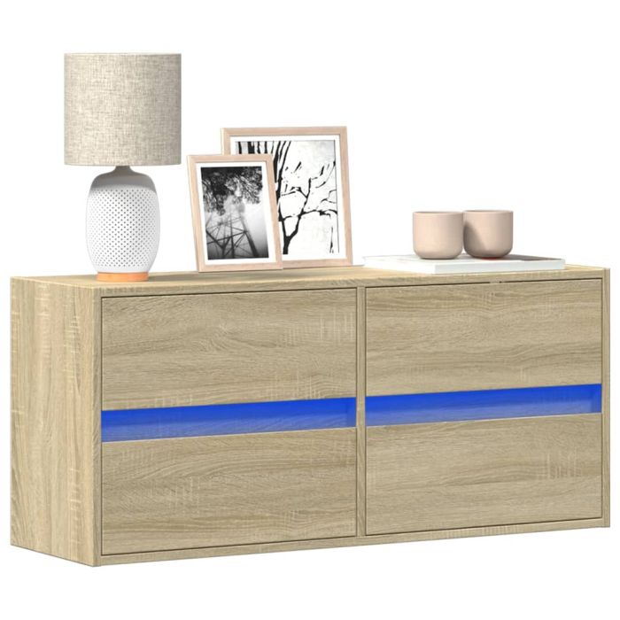 TV Wall Cabinet with LED Lights Sonoma Oak 100x31x45 cm - vid-852294