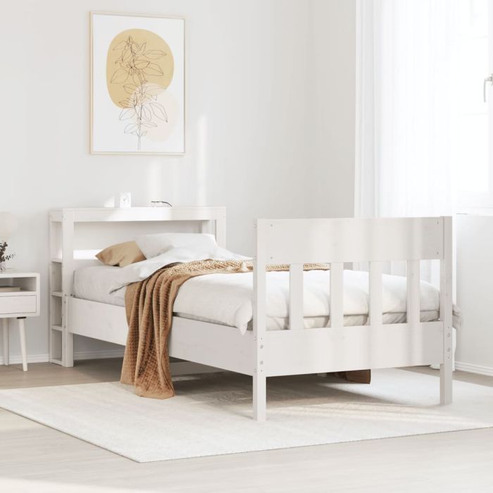 Bedframe White 75x190cm Small Single Solid Wood Pine