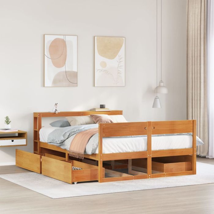 Bedframe Wax Brown 120x200cm Solid Wood Pine