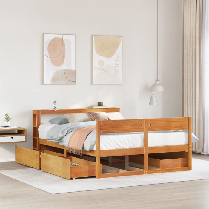 Bedframe Wax Brown 120x190cm Small Double Solid Wood Pine