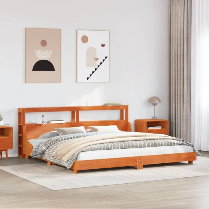 Bedframe Wax Brown 200x200cm Solid Wood Pine