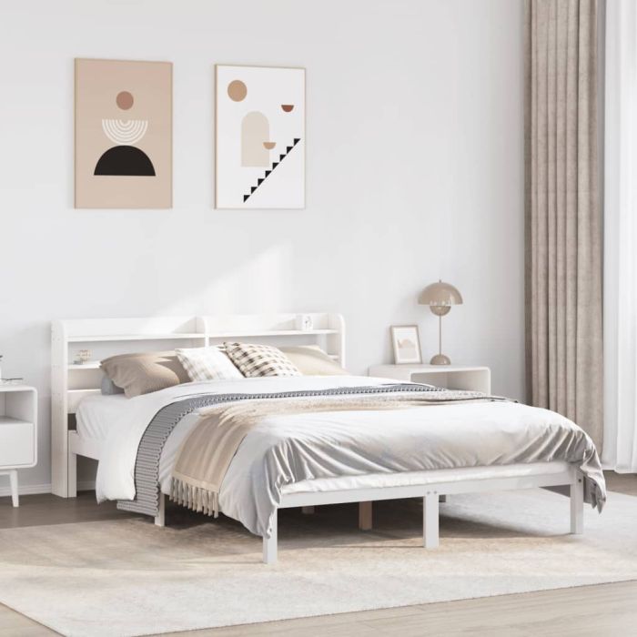 Bedframe White 140x190cm Solid Wood Pine