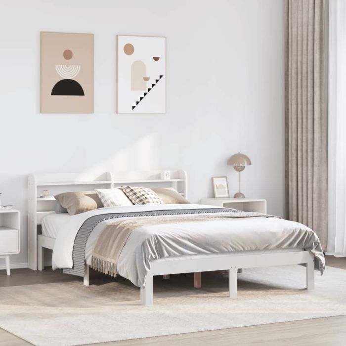 Bedframe with Headboard White 135x190cm Double