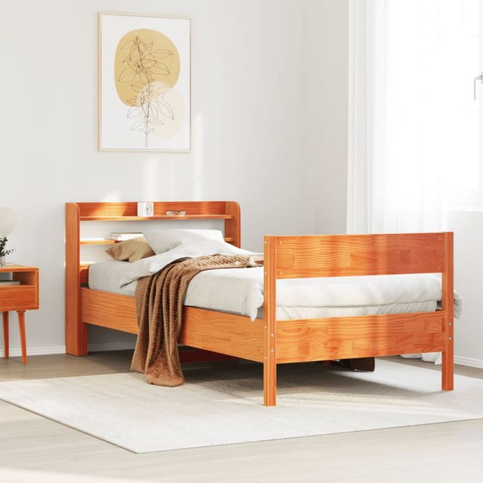 Bedframe Wax Brown 75x190cm Small Single Solid Wood Pine