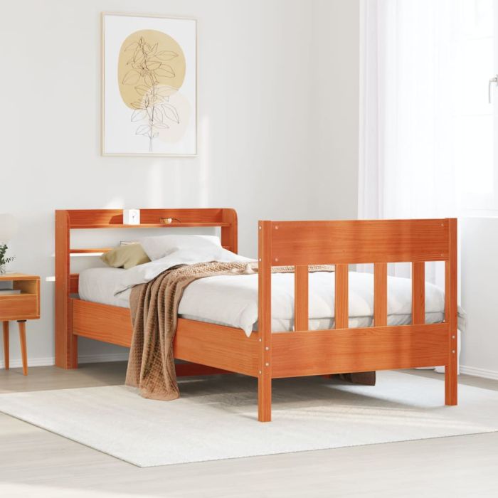 Bedframe Wax Brown 75x190cm Small Single Solid Wood Pine