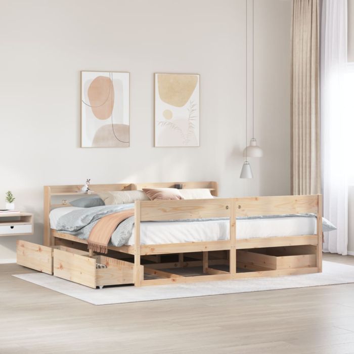 Bedframe 200x200cm Solid Wood Pine