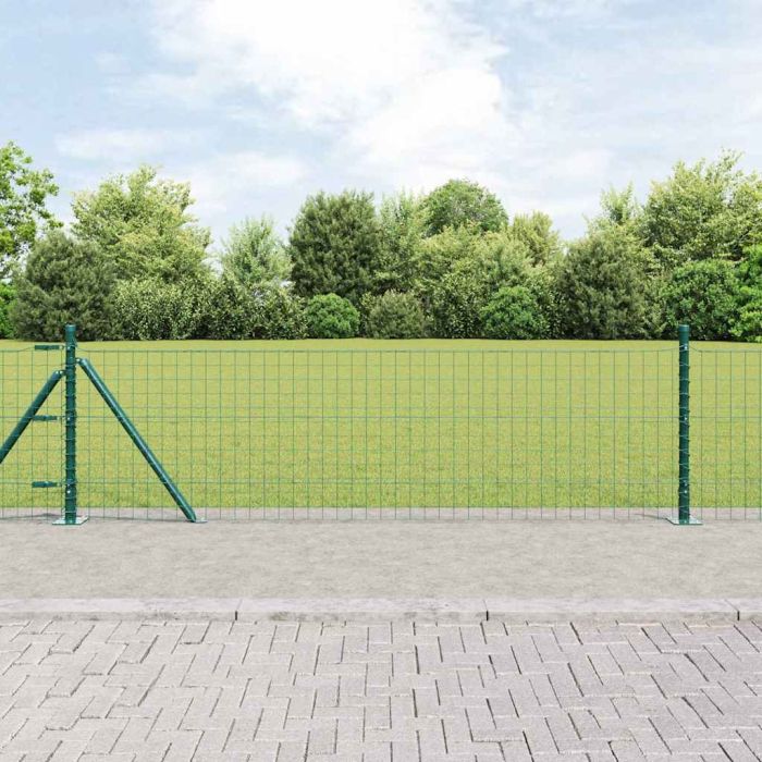 Fence Posts with Base Plates 52 pcs Diameter 32mm 50cm Galvanised Steel