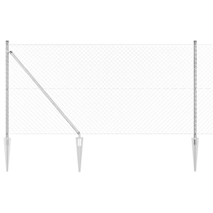 Chain Link Fence with 7 Spike Posts 1.4x10 m Galvanised Steel