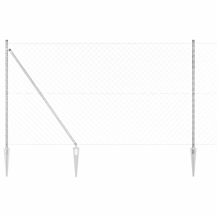 Chain Link Fence with 7 Spike Posts 1.5x10 m Galvanised Steel