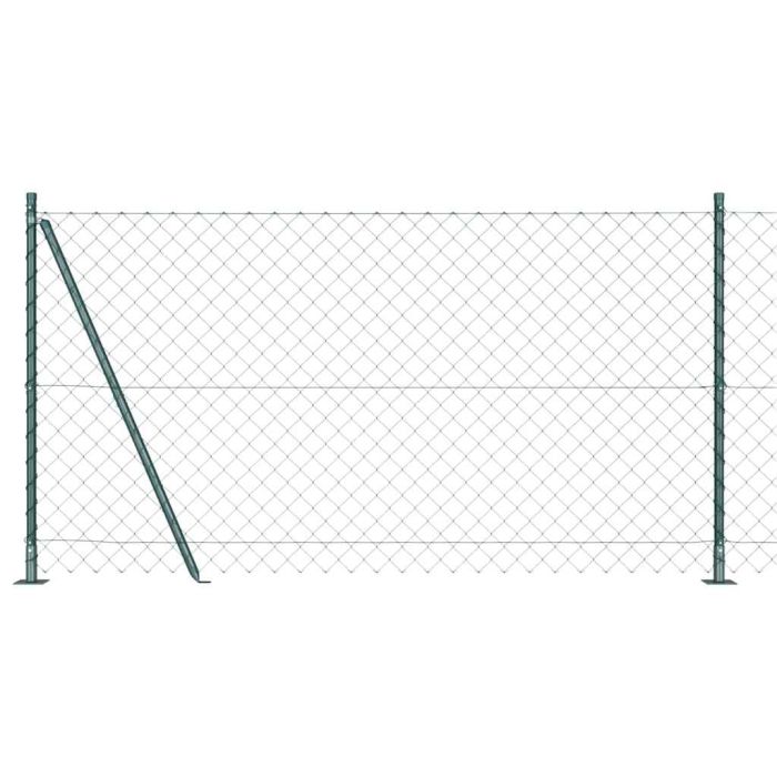 Chain Link Fence with 7 Flanged Posts 1.2x10 m Galvanised Steel